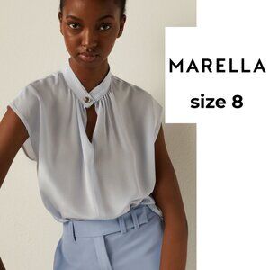 MARELLA Light Blue Pinstripe Silk Blouse